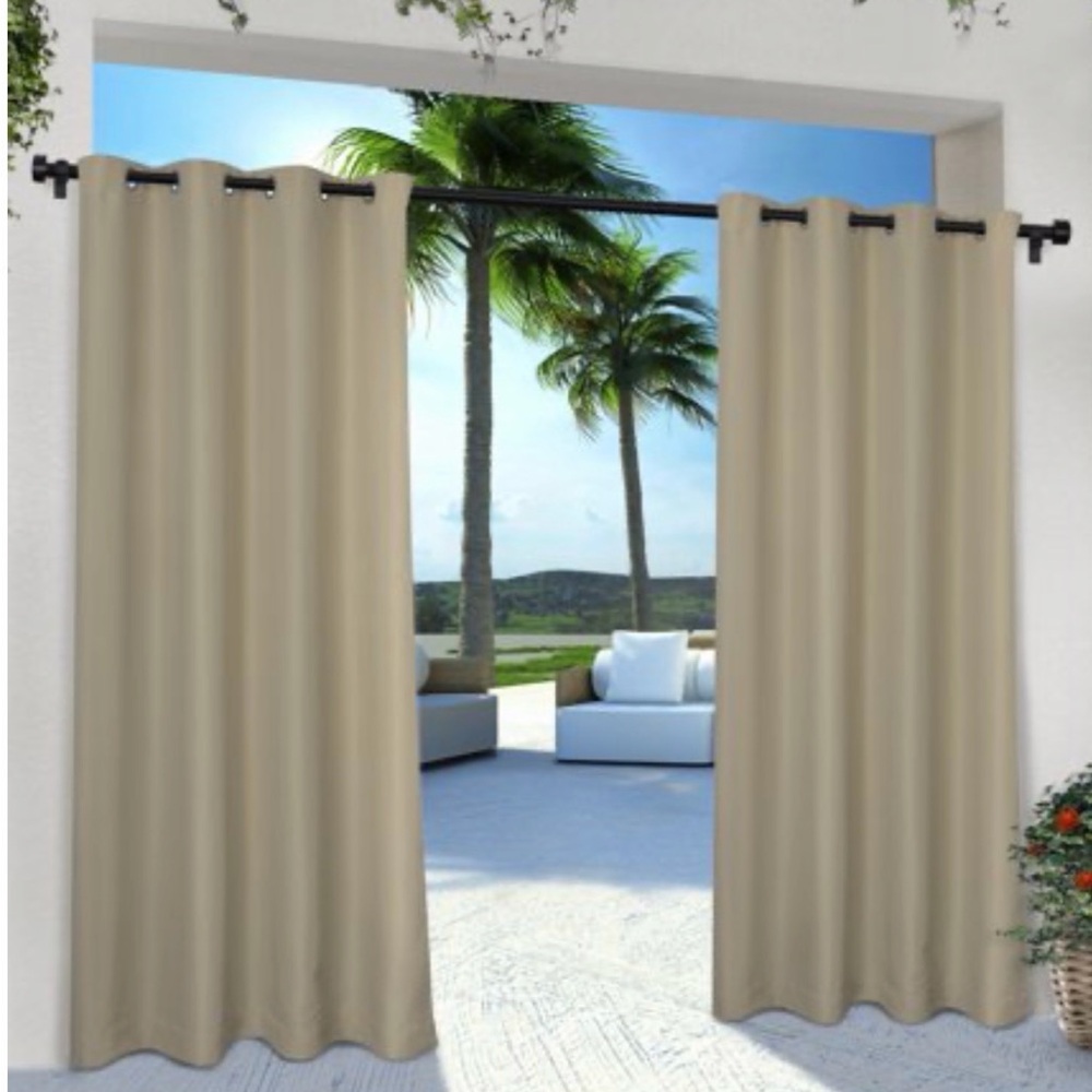 Set of 2 Indoor/Outdoor Solid Cabana Grommet Top Curtain Panels - Exclusive Home